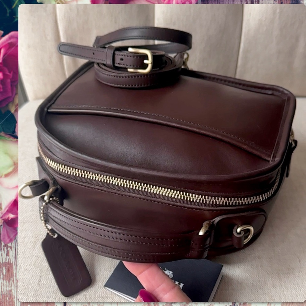 VINTAGE COACH MAHOGANY LEATHER LUNCHBOX ZIP CROSSBODY TOP HANDLE BAG 9991 - Picture 11 of 16